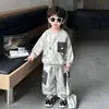 Conjunto de Moletom para Meninos, Novo Estiloso Outono 2026 Roupa de Outono Infantil, Conjunto de Duas Peças Cool de Roupa de Trabalho para Meninos