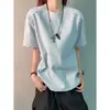 Camiseta de Verano para Hombre de Manga Corta, Color Amarillo Mostaza, Patrón de la Suerte, Tendencia Estilo Americano, Bordada, Corte Holgado, Resistente, Manga Media