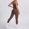 Conjunto de Chaleco Deportivo Estilo Europeo y Americano de Tela Cepillada con Espalda Cruzada y Pantalones Largos, Ajustado de Secado Rápido Casual para Correr, Fitness, Yoga para Mujeres