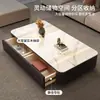 Mesa de centro negra para sala de estar, nuevo modelo 2026, lujo ligero, sensación de alta gama, mesa de centro para apartamento pequeño, rectangular para TV