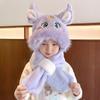 Chapéu infantil Pony Polly, cachecol de outono e inverno, conjunto de três peças, chapéu de proteção auricular forrado de lã para meninas, chapéu de proteção contra o frio