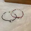 Novo estilo pequeno borboleta prata quebrada com contas trançado pulseira ins nicho simples moda versátil pulseira de casal atacado