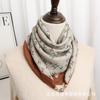 Otoño e Invierno Nuevo Pañuelo Cuadrado de 70 Pañuelo con Hebilla Magnética Pañuelo de Protección para el Cuello de Algodón y Lino Estampado para Mujer Pañuelo de Moda para Combinar con Todo