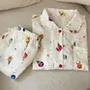 Pijama de Verano 2026 con Estampado Integral de Dibujos Animados para Mujer, Conjunto de Dos Piezas con Pantalones Cortos de Manga Corta de Verano, Ropa de Casa