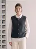 Suéter de tricô liso estilo college com gola de lapela, novo suéter colete feminino de outono 2026 estilo coreano de corte solto 25697