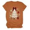 Amazon eBay Estación Independiente Moda Casual Mujer Lazo Rojo Árbol de Navidad Flor Roja Grande Cuello Redondo Manga Corta Camiseta