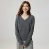 Suéter de Cashmere Grosso de Cor Sólida com Tranças para Outono/Inverno 2026 para Mulheres, Gola V, Malha Solta, Camada Base