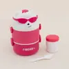 Gafas de Sol de Dibujos Animados Oso Lonchera de Estudiante Apta para Microondas Portátil Infantil Doble Capa Caja de Comida de Plástico para Llevar Lonchera
