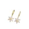 Brinco de Flor com Diamante Completo Fivela Europeia e Americana Luxo Moda Elegante Pétala Zircônia Brincos Estilo Fada Anel de Orelha Flor Fresca Tendência