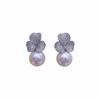 Aretes de Plata Esterlina S925 Luna Púrpura Elemento Nido de Pájaro Flor Ala Aretes de Perla de Agua Dulce Tianran de Partícula Grande