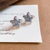 Pendientes Sencillos y de Moda Estrella de Cristal Aguja Plateada, Versátiles de Estilo Francés, Pendientes Exquisitos para el Trabajo, Pendientes de Nicho de Gama Alta para Mujer