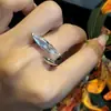 Anillo Abierto de Zirconia Ojo de Caballo Estilo Frío Simple para Mujer Vintage Elegante Anillo Versátil Anillo de Diseño de Nicho