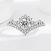 Nova Transmissão ao Vivo Transfronteiriça Mais Vendida Coroa de Princesa Oito Corações e Oito Flechas Anel de Zircônia Anel de Luxo Fabricante de Comércio Exterior Atacado