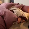 Juego de cama de cuatro piezas de algodón puro cepillado de alta gama de los años 60, algodón puro Clase A, adecuado para todas las estaciones, sábana plana, funda de edredón, ropa de cama estilo sábana ajustable