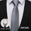 Corbata para Hombre Cremallera Azul Negocio Profesional Vestir Nudo Libre Moda Novio Boda Boda Banda de Mano Rayada Negra