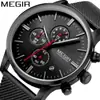 Reloj Multifuncional OEM Megir Personalizado para Hombre Correa de Cuero Genuino Resistente al Agua Deportivo de Cuarzo para Hombre 2011