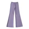 Conjunto de dos piezas para mujer, estilo coreano, chaqueta cárdigan corta con capucha de forro polar de caída fluida, pantalones acampanados versátiles con cordón.