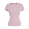 Camiseta Básica Versátil para Mujer, Estilo Retro Minimalista Americano, Cuello Redondo, Manga Corta, Delgada y Ajustada, Ceñida a la Cintura