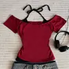 Novedad de verano moda transfronteriza europea y americana patchwork estampado patrón gótico tops para mujer camisetas directo de fábrica
