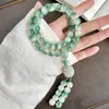 Pulsera de Raíz de Bodhi Verde con Patrones de Paisaje y Florales, Pulsera Apilable para Mujeres, Cuentas Budistas Chinas de Mano de Semillas de Bodhi para Jugar y Meditación