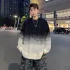 Diseño Otoño e Invierno Tejido de Mínk Degradado para Hombres y Mujeres, Chaqueta de Punto Americana de Imitación de Mínk, Relajada y de Alta Gama