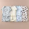 Conjunto infantil de shorts e camiseta de manga curta para meninos e meninas, roupa de casa, algodão com amônia, solto, popular, Songyou xisongwu, exportação para o Japão A