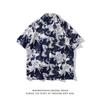 Cuello de solapa 4044 Nueva camisa floral para hombre Estilo coreano Holgada Moda Estampada Estilo playero Casual Camisa de manga corta Exportación