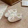 Zapatos Estilo Gabardina para Niñas de Otoño Suela Suave Antideslizantes Zapatos para Niños Pequeños Zapatos Blancos para Bebés Velcro Zapatos Deportivos para Bebé Plata