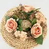 Guirlanda de Velas Simulada com 3 Rosas e Pequenas Flores Silvestres para Decoração de Casa no Dia dos Namorados e Mesa de Halloween
