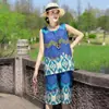 Conjunto de Pijama de Algodón y Seda para Mujer de Mamá, Talla Grande, Verano Manga Corta, Conjunto de Rayón para Mujeres de Mediana Edad y Mayores, Moderno para que las Mujeres lo Usen Afuera