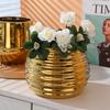 Maceta de Cerámica Dorada para Oficina Orquídea Phalaenopsis Maceta Galvanoplastia Maceta de Alta Gama para Plantas Verdes Enmacetadas Inauguración de Casa Jardinería