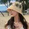Sombrero de Paja Tejido en Forma de Diamante para Mujer, Verano Delgado Transpirable para Exteriores Vacaciones Playa, Sombrero de Pescador con Protección Solar