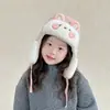 Gorro de Invierno Estilo Lei Feng de Conejo KT Unisex Engrosado Cálido Dibujos Animados Felpa Gorro Lindo con Orejas Protector de Viento para Niñas