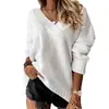 Moda Europea y Americana Ropa para Mujer Otoño e Invierno 2023 Nuevo Color Sólido Prendas de Punto para Mujer Exportación Cuello en V Manga Larga Suéter de Punto Top