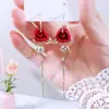 Pendientes de Flor de Rosa Roja Elegantes y Sexys de Moda Coreana de Lujo Ligero de Gama Alta, Pendientes de Flor y Hoja Elegantes al por Mayor