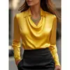 Site Independente 2025, Wish, Modelo de Comércio Exterior da Amazon: Camisa Elegante com Estampa Simples e Gola Ampla para Mulheres
