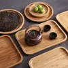 Bandeja de Madeira de Bambu em Estilo Japonês Bandeja de Madeira Maciça Bandeja Retangular de Bambu Prato de Madeira Bandeja de Madeira Bandeja Redonda Bandeja para Xícaras de Chá Bandeja para Churrasco