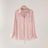 Camisa de Seda Nueva Colección Primavera y Verano para Mujer, Hecha de Seda Pura de Morera, Adecuada para el Trabajo, Color Sólido, Camisa Fina de Manga Larga, Corte Holgado, Chaqueta de Longitud Media