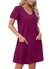 Amazon Transfronterizo Mujer Verano 2025 Nuevo Europeo y Americano Manga Corta Estampado Bolsillo Cuello en V Holgado Casual Vestido Mujer