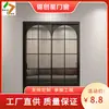 Puerta Deslizante Retro Estilo Francés Aleación de Titanio-Magnesio Partición de Nogal Riel Colgante Puerta Cocina Balcón Sala de Estar Puerta Deslizante de Tres Secciones