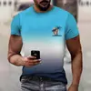 Camiseta de Manga Corta para Hombre Nueva Transfronteriza 2026 con Bloques de Color Impresión 3D, Camiseta Casual Deportiva de Cuello Redondo de Moda