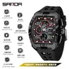 Reloj Deportivo Sanda de Doble Pantalla para Estudiantes de Secundaria, Montañismo al Aire Libre, Hora Mundial, Resistente al Agua, Cuenta Atrás, Versátil, Elegante Reloj Electrónico