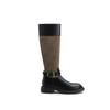 Sapatos Femininos da Moda com Fivela, Bico Redondo, Salto Grosso, Couro Macio, Botas de Equitação Slim-Fit de Cano Médio para Mulheres, Estilo Retrô de Outono e Inverno