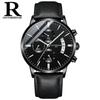 Reloj de hombre Ruizhiyuan con hebilla de mariposa y correa de malla de acero, luminoso, de cuarzo, con tres esferas y seis agujas.