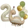 Nuevo Set de Globos de Papel de Aluminio de Dinosaurio Blanco Leche Mate Retro Decoración de Fiesta de Cumpleaños Globos para Baby Shower