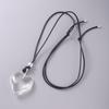 Collar de cordón de cuero negro con cuentas redondas de amor de plata esterlina 925 para mujer, simple, largo libremente ajustable, cadena para suéter en forma de corazón 1138Y