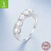 Anillo de doble capa con charm de plata y perla de agua dulce natural para mujer, joyería geométrica de lujo ligero de alta calidad, anillo de plata de ley S925