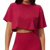 Camiseta de Manga Corta Cómoda de Cuello Redondo Estilo Nuevo para Mujer, para Exteriores, Fitness, Running, Top Holgado 3091