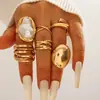 Joyería Transfronteriza Europea y Americana, Anillos de Perlas con Diseño Brillante Apilables, Conjunto de Anillos Abiertos de Línea Hueca de Nicho