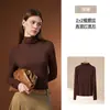 Camisa Básica Feminina Yu Zhaolin de Gola Alta Turtleneck, Manga Longa, Estilosa, Corte Justo, Top Quente para Outono e Inverno